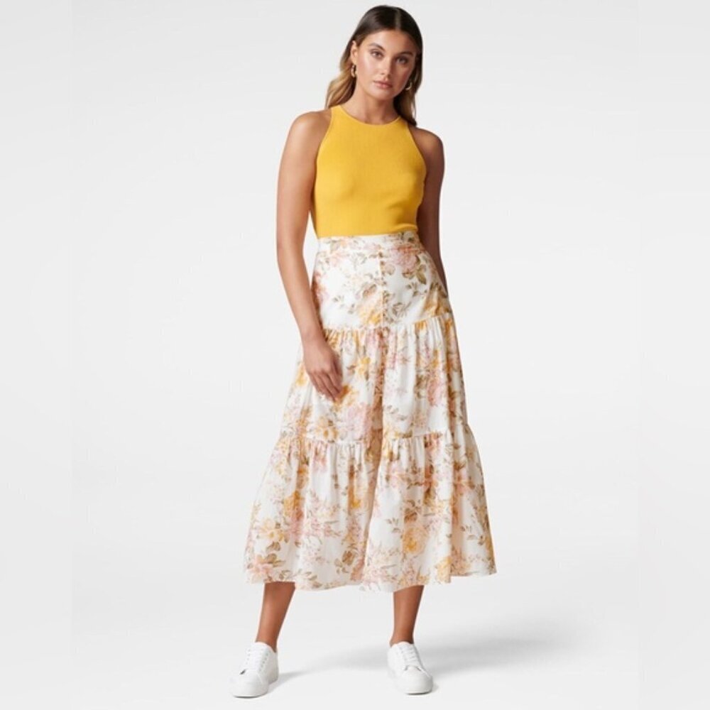 EVER NEW vintage splendor floral skirt 4